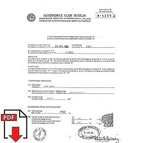 1988 Alfa Romeo Alfa 75 6V 3.0 FIA homologation form PDF download